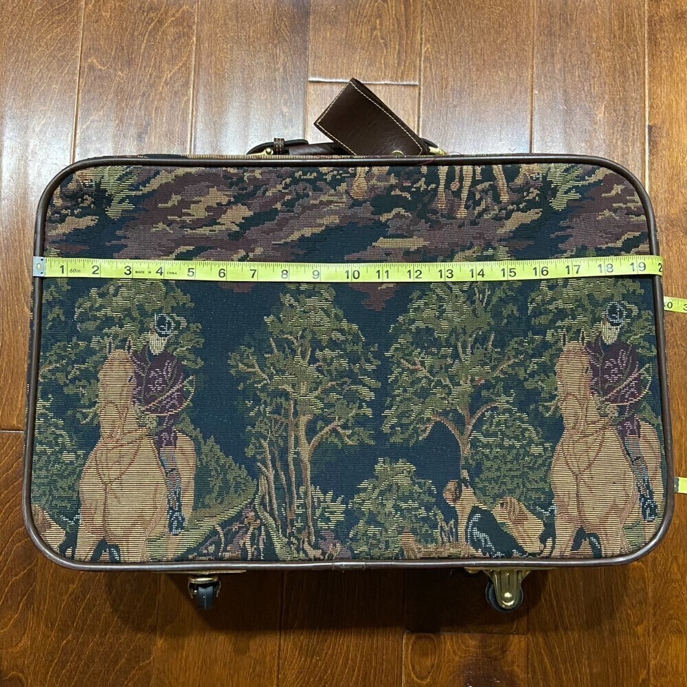 Capezio Collection VTG Fox Hunt Brown Leather Tapestry Travel Luggage Set - Picture 8 of 16